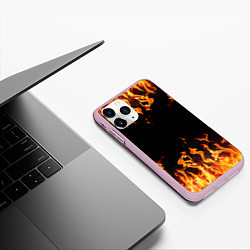Чехол iPhone 11 Pro матовый FIRE ОГОНЬ, цвет: 3D-розовый — фото 2
