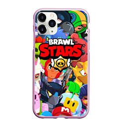 Чехол iPhone 11 Pro матовый BRAWL STARS ВСЕ БРАВЛЕРЫ, цвет: 3D-розовый