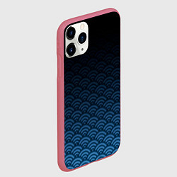 Чехол iPhone 11 Pro матовый Узор круги темный синий, цвет: 3D-малиновый — фото 2