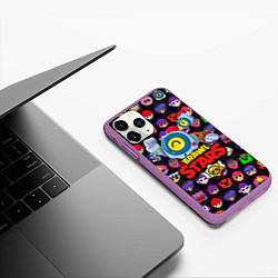Чехол iPhone 11 Pro матовый BRAWL STARS NANI, цвет: 3D-фиолетовый — фото 2