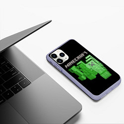 Чехол iPhone 11 Pro матовый MINECRAFT CREEPER, цвет: 3D-светло-сиреневый — фото 2