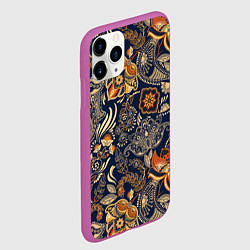Чехол iPhone 11 Pro матовый Узор орнамент цветы этно, цвет: 3D-фиолетовый — фото 2