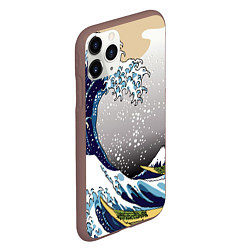 Чехол iPhone 11 Pro матовый The great wave off kanagawa, цвет: 3D-коричневый — фото 2