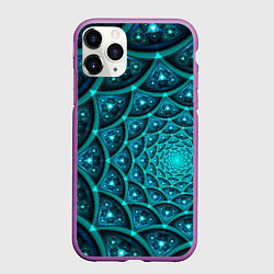 Чехол iPhone 11 Pro матовый Асимметрия узор круги фигуры, цвет: 3D-фиолетовый