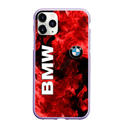 Чехол iPhone 11 Pro матовый BMW FIRE, цвет: 3D-светло-сиреневый