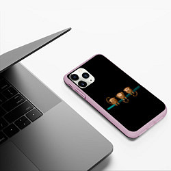 Чехол iPhone 11 Pro матовый Обезьяны слух зрение речь трио, цвет: 3D-розовый — фото 2