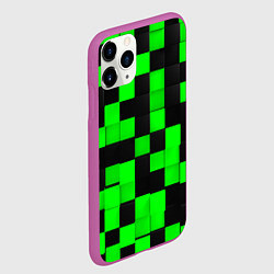Чехол iPhone 11 Pro матовый ЗЕЛЕНЫЕ КУБИКИ, цвет: 3D-фиолетовый — фото 2