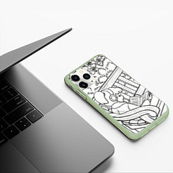 Чехол iPhone 11 Pro матовый Музыка, цвет: 3D-салатовый — фото 2