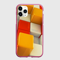 Чехол iPhone 11 Pro матовый КУБЫ 3D, цвет: 3D-малиновый