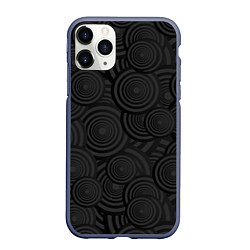 Чехол iPhone 11 Pro матовый Круги черный узор геометрия, цвет: 3D-серый