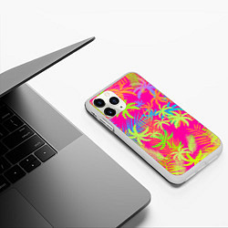 Чехол iPhone 11 Pro матовый ПАЛЬМЫ ТРОПИКИ, цвет: 3D-белый — фото 2