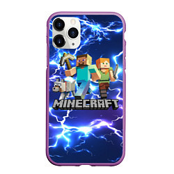 Чехол iPhone 11 Pro матовый MINECRAFT МАЙНКРАФТ, цвет: 3D-фиолетовый