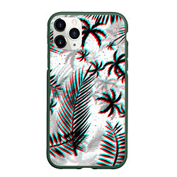 Чехол iPhone 11 Pro матовый ПАЛЬМЫ TROPICAL GLITCH, цвет: 3D-темно-зеленый