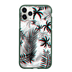 Чехол iPhone 11 Pro матовый ПАЛЬМЫ TROPICAL GLITCH