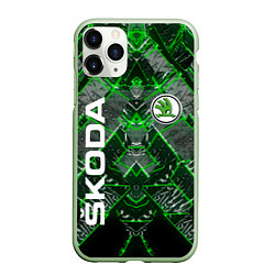 Чехол iPhone 11 Pro матовый SKODA, цвет: 3D-салатовый