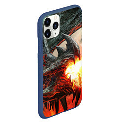 Чехол iPhone 11 Pro матовый Дракон Z, цвет: 3D-тёмно-синий — фото 2