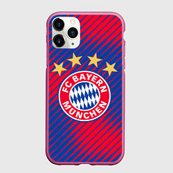 Чехол iPhone 11 Pro матовый BAYERN MUNCHEN, цвет: 3D-малиновый