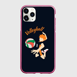 Чехол iPhone 11 Pro матовый Волейбол, цвет: 3D-малиновый