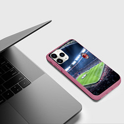 Чехол iPhone 11 Pro матовый FC MILAN, цвет: 3D-малиновый — фото 2