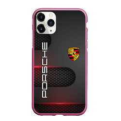 Чехол iPhone 11 Pro матовый PORSCHE, цвет: 3D-малиновый