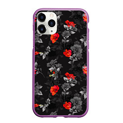 Чехол iPhone 11 Pro матовый Красные цветы, цвет: 3D-фиолетовый