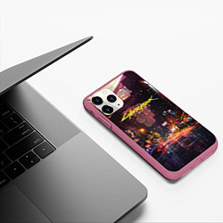 Чехол iPhone 11 Pro матовый CYBERPUNK 2077:КИБЕРПАНК S, цвет: 3D-малиновый — фото 2