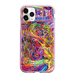 Чехол iPhone 11 Pro матовый НЕОНОВЫЕ ЛИНИИ АБСТРАКЦИЯ, цвет: 3D-розовый