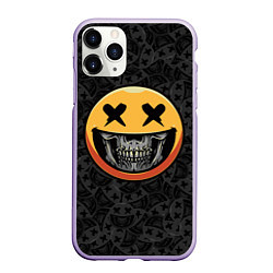 Чехол iPhone 11 Pro матовый Смайлик на черепе Emoji