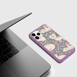 Чехол iPhone 11 Pro матовый Милые кошечки, цвет: 3D-фиолетовый — фото 2