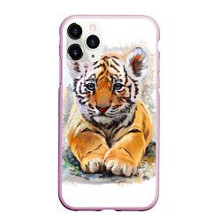 Чехол iPhone 11 Pro матовый Tiger Art, цвет: 3D-розовый