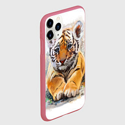 Чехол iPhone 11 Pro матовый Tiger Art, цвет: 3D-малиновый — фото 2