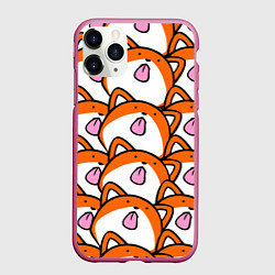 Чехол iPhone 11 Pro матовый ЛИСИЧКИ, цвет: 3D-малиновый