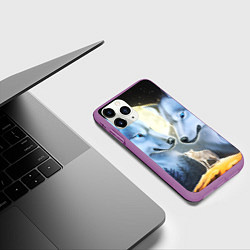 Чехол iPhone 11 Pro матовый ВОЛК В НОЧИ D, цвет: 3D-фиолетовый — фото 2