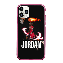 Чехол iPhone 11 Pro матовый MICHAEL JORDAN, цвет: 3D-малиновый