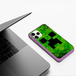 Чехол iPhone 11 Pro матовый MINECRAFT МАЙНКРАФТ, цвет: 3D-фиолетовый — фото 2