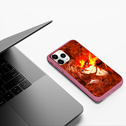 Чехол iPhone 11 Pro матовый Тодороки Шото, цвет: 3D-малиновый — фото 2