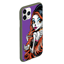 Чехол iPhone 11 Pro матовый Calavera skelita 22, цвет: 3D-темно-зеленый — фото 2