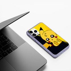 Чехол iPhone 11 Pro матовый ПикачуPikachu, цвет: 3D-светло-сиреневый — фото 2