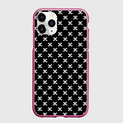 Чехол iPhone 11 Pro матовый Черепа, цвет: 3D-малиновый