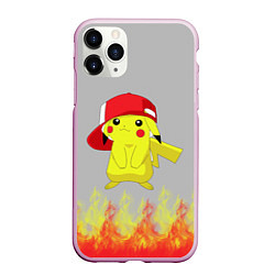 Чехол iPhone 11 Pro матовый Пикачу, цвет: 3D-розовый