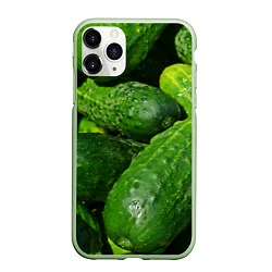 Чехол iPhone 11 Pro матовый Огурцы, цвет: 3D-салатовый
