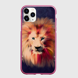 Чехол iPhone 11 Pro матовый Звездный Лев, цвет: 3D-малиновый