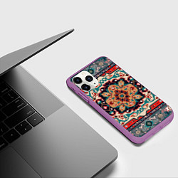 Чехол iPhone 11 Pro матовый Текстура ковра, цвет: 3D-фиолетовый — фото 2
