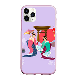 Чехол iPhone 11 Pro матовый Geishas, цвет: 3D-розовый