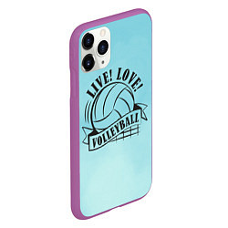 Чехол iPhone 11 Pro матовый LIVE! LOVE! VOLLEYBALL!, цвет: 3D-фиолетовый — фото 2