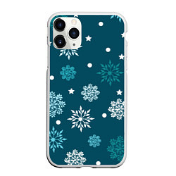 Чехол iPhone 11 Pro матовый Зимние снежинки