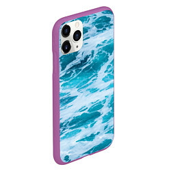 Чехол iPhone 11 Pro матовый Вода волны пена море, цвет: 3D-фиолетовый — фото 2