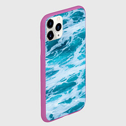 Чехол iPhone 11 Pro матовый Вода волны пена море, цвет: 3D-фиолетовый — фото 2