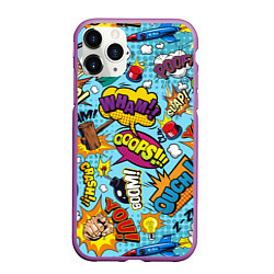 Чехол iPhone 11 Pro матовый Pop art comics, цвет: 3D-фиолетовый