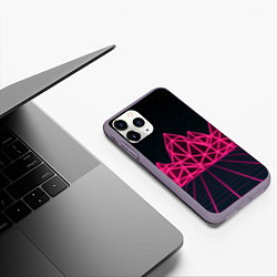 Чехол iPhone 11 Pro матовый Неоновые Горы, цвет: 3D-серый — фото 2